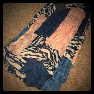 Blue/blush rectangular scarf